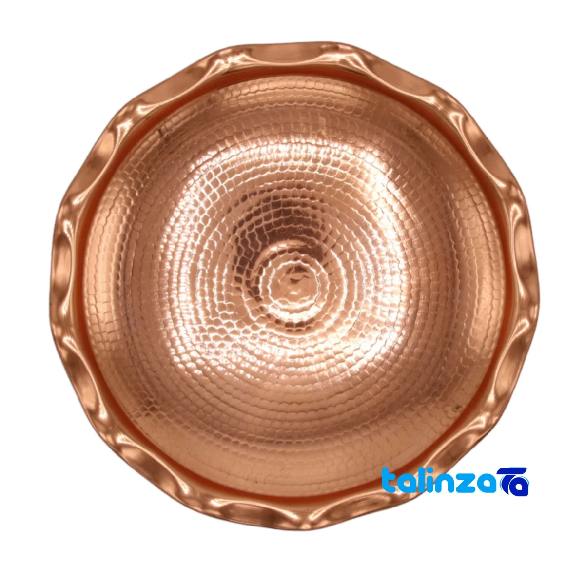 Detail view of Copper Sweet Dish Artisan Crafted Unique Design finish and material