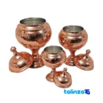 Fazli Copper Chocolate Bowl Set - Elegant Design Hammered finish and material detail view)