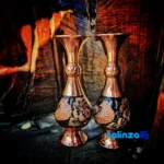 Diamond Cut Brass Vase Model 20 - Detail view showing finish and material