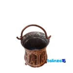 Detail view of Persian Heritage Copper Trash Bin - Intricate Design finish and material