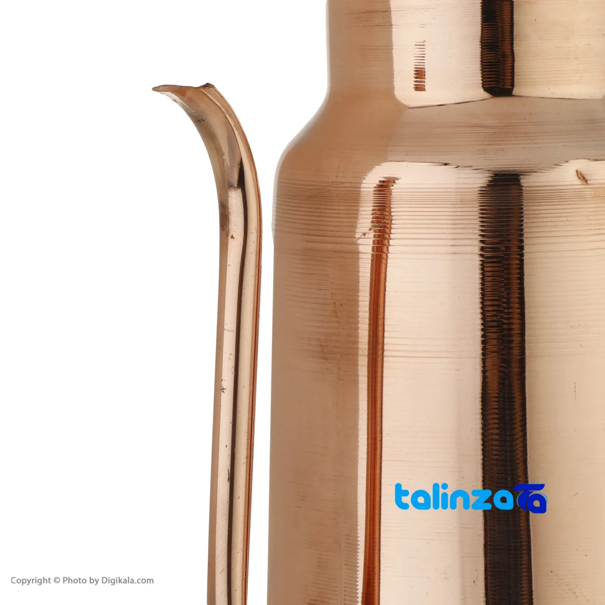 Detail view of Zanjan Copper Oil Can with Handle finish and material