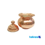 Detail view of Parsian Copper Sugar Bowl Hammered Design and tin finish material