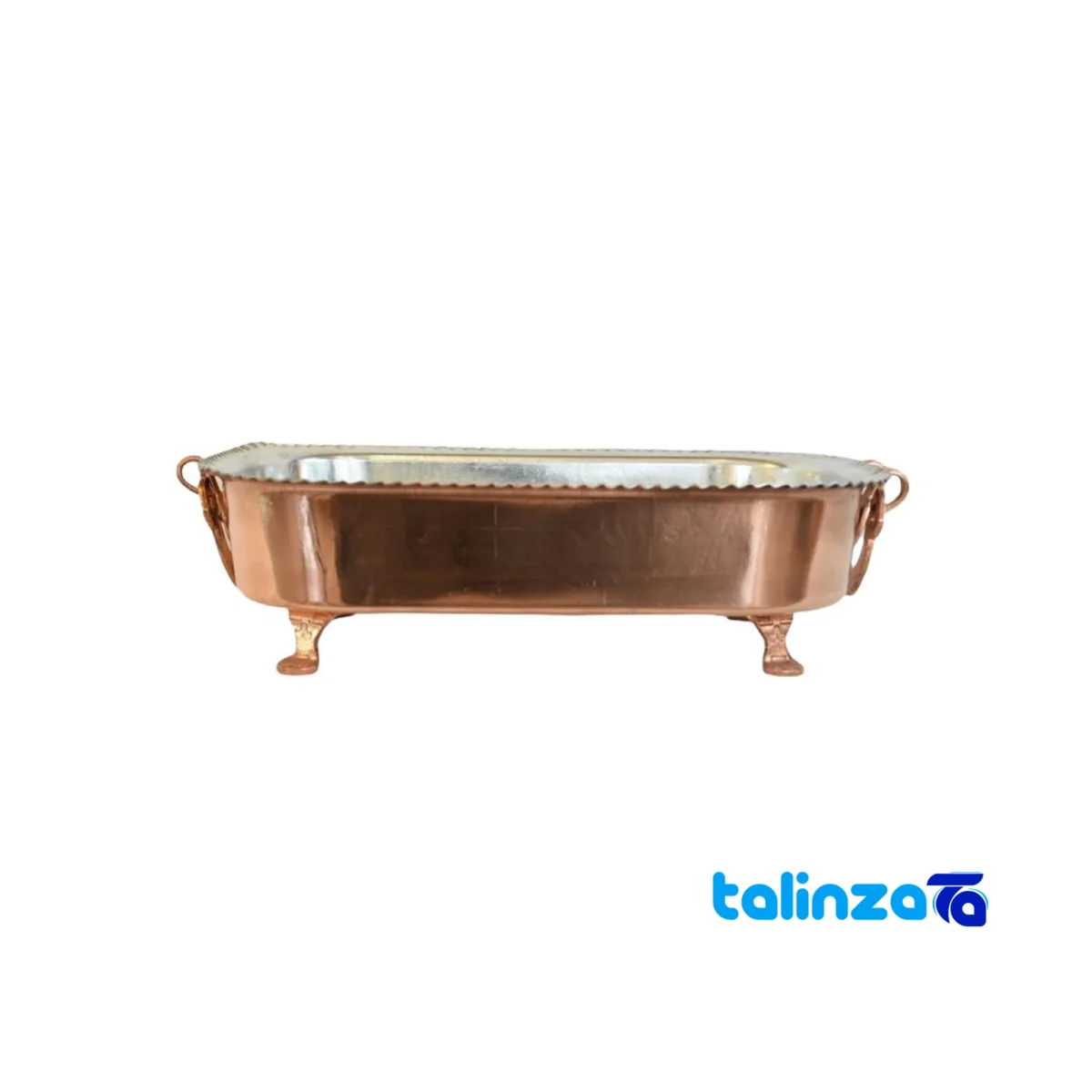 MA Brand Rectangular Copper Serving Dish White Tin Coated finish and material detail view)