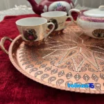 Copper Craft Round Tray Handcrafted Design Plate, Serving Dish, finish and material detail view)