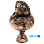 Diamond Cut Copper Chocolate Bowl and Vase Set - Detail view showing finish material