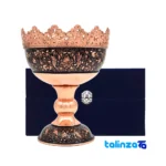 Detail view of Isfahan Copper Nut Bowl Diamond Pattern Handcrafted threads close-up and texture