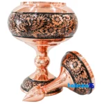 Detail view of Handmade Copper Candy Dish Engraved Isfahan 19 x finish and material