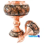 Detail view of Copper Candy Dish Diamond Cut Handmade 21 x finish and material