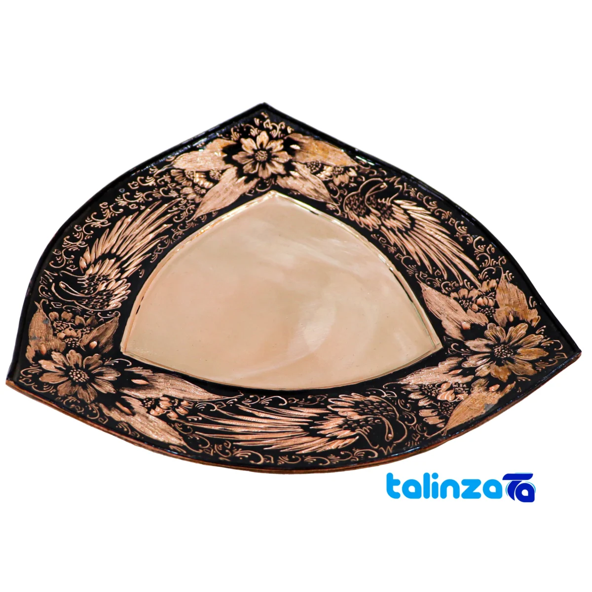 Diamond Cut Copper Bowl and Plate Set 23x23x13 cm finish material detail view)
