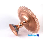 Pardaz Copper Candy Dish with hand-painted design finish and material detail view)