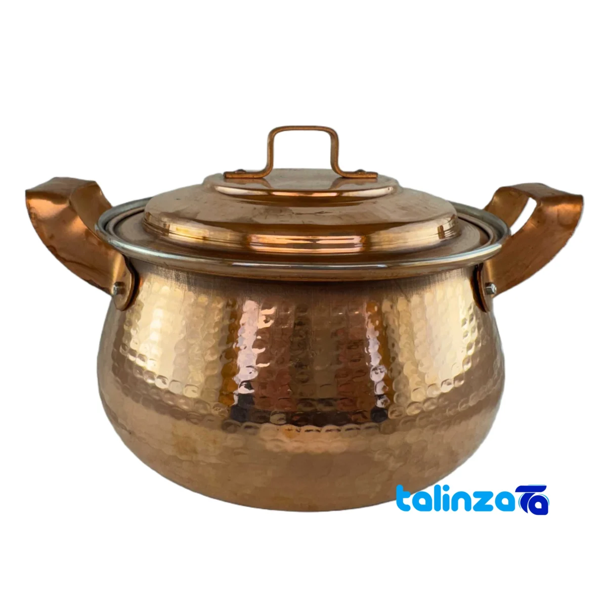 Detail view of Copper Pot Model Golabi Handcrafted Finish 14 x 16 and material