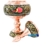 Pardaz Copper Candy Dish Tashir Floral Handmade 18 x - Detail view showing finish and material