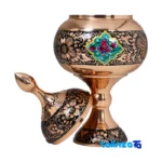 Detail view of Copper Diamond Cut Candy Bowl Artistry 14x14x30 cm finish and material
