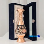 Detail view of JR Copper Vase Diamond Cut Handcrafted Design threads close-up and texture