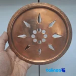 Detail view of Sadeghi Copper Decorative Bowl and Spray Set Flower Design finish material