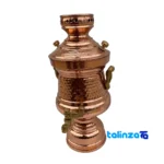 Detail view of Miniature Samovar Copper Candy Dish threads close-up and texture