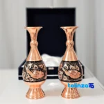 Detail view of Negaristan Copper Vase Set Handcrafted Decorative Isfahan finish and material
