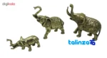 Norina Bronze Elephant Caravan Statue Set - Detail view showing finish and material