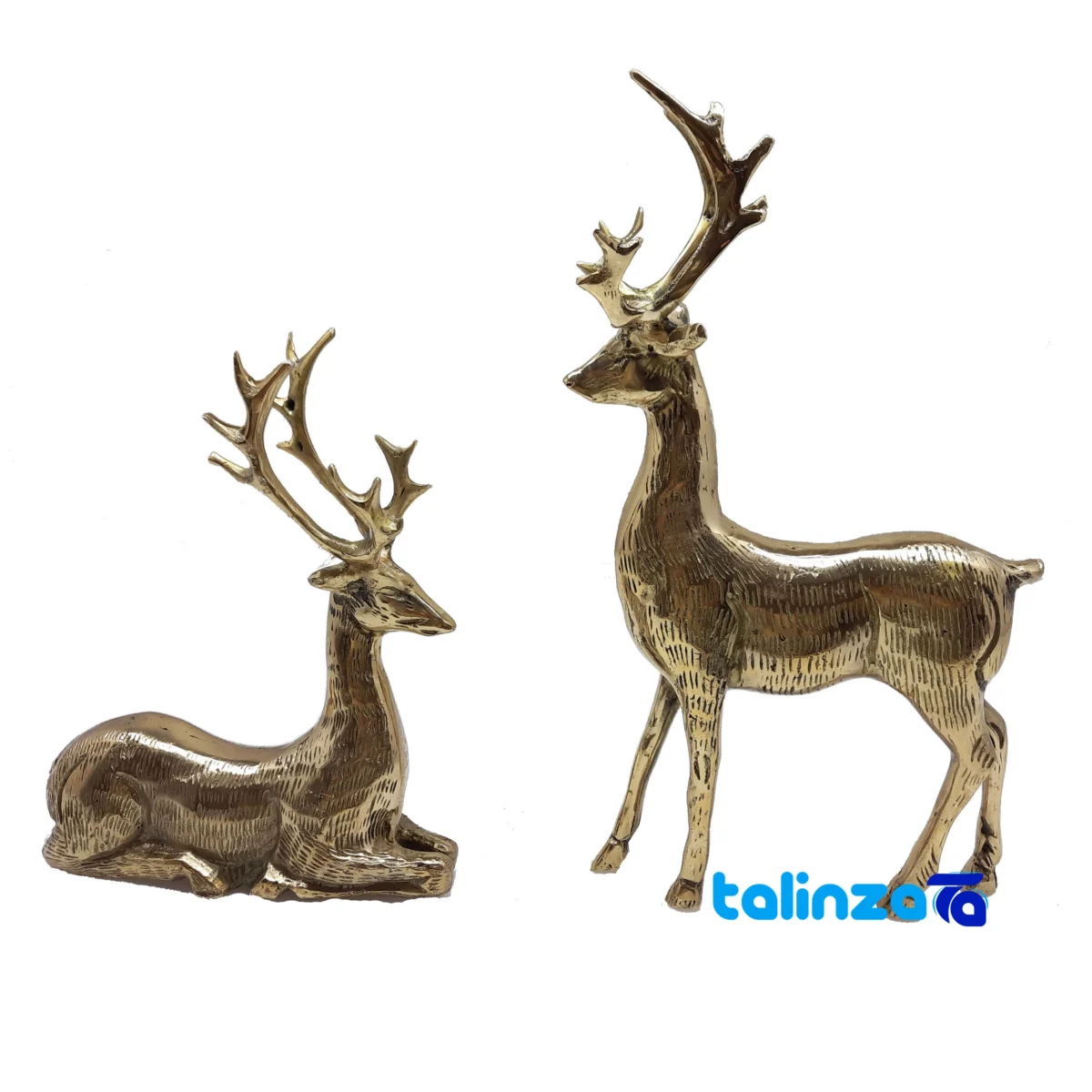 Detail view of Bronze Deer Figurine Set - Elegant Home Decor finish and material