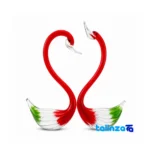 Isfahan Glass Swan Figurines Romantic Pair - Detail view showing finish and material