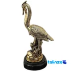 Detail view of Brass Crane Sculpture Love Model finish and material