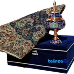 Negarestan Gift Set Copper and Termeh Elegant Design - Detail view showing finish material