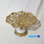 Detail view of Brass Blossom 3-Piece Serving Set with Stone Base 60x32x23 cm finish and material