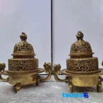 Chingan Bronze Dragon Decorative Bowl Set finish and material detail view)