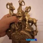 CHNA Bronze Sculpture Ram Design Rock Art finish and material detail view)