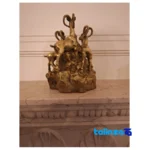 Chingan Bronze Sculpture Three Rams on Rock finish and material detail view)