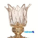 Detail view of H-1355 Brass Candle Holder Set Two finish and material