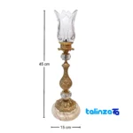 Detail view of Emperor Brass Candle Holder Set Two finish and material