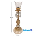 Detail view of Emperor Brass Candle Holder Set Two finish and material