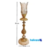Emperor Brass Candle Holder Set of Two finish and material detail view)