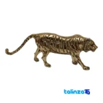Detail view of Brass Tiger Sculpture Decorative Art Piece finish and material