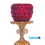 H-1325 Brass Candle Holder Set of Two - Detail view showing finish and material