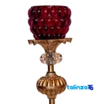 H-1331 Brass Candle Holder Set of Two finish and material detail view)
