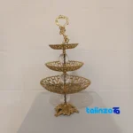 Detail view of Elegant Brass Three-Tier Candy Dish 24x24x45 cm finish and material