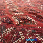 Turkmen Handwoven Carpet Red - Edge view showing border and finishing