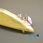 Detail view of Sim Jalilian Brass Sweet Dish Golden Look threads close-up and texture