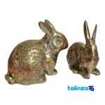 Brass Decorative Rabbit Model Set of Two 26x9x13 cm - Detail view showing finish and material