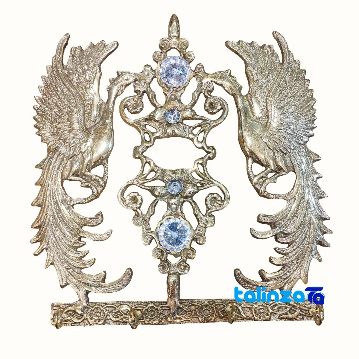 Bronze Key Holder with Towel Rack - Simorgh Model 30x25x10 cm finish and material detail view)