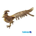 Brass Peacock Statue Decorative Art Piece - Detail view showing finish and material