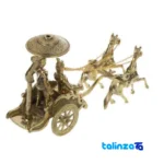 Brass Decorative Model Two Horses Carriage - Detail view showing finish and material