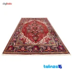 Corner detail of Handwoven Carpet 10.02m² Geometric Design Red binding and edges
