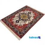 Harris Handmade Rug Cream Geometric Design binding and edges (Corner detail)