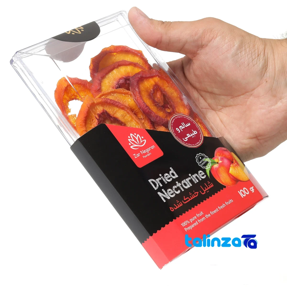 Zarnegaraan Dried Nectarine Organic Snack - Detail view showing finish and material