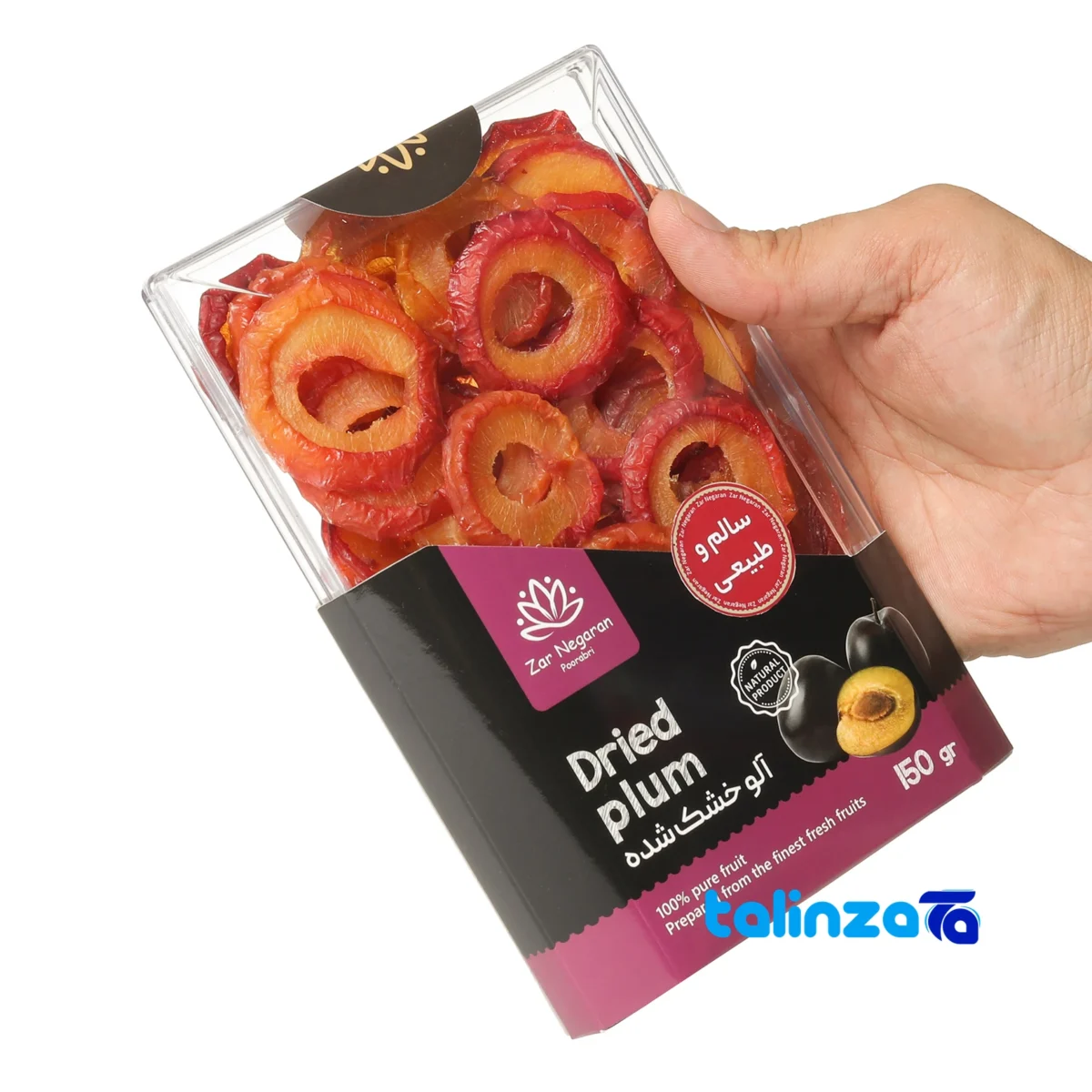 Detail view of Zarngaran Dried Plums Organic Delight 150 grams finish and material