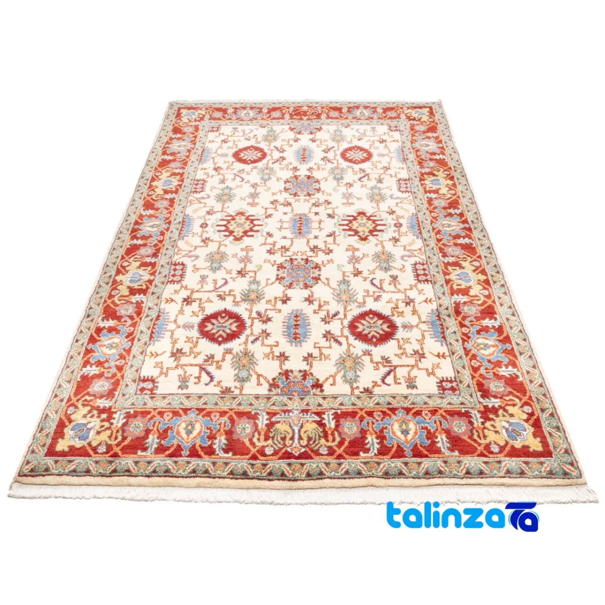C Persia Handwoven Rug Elegant Cream Design border and finishing (Edge view)