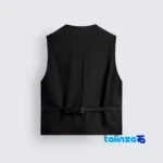 Inditex Group Women's Formal Vest Simple Design - Detail view showing finish and material